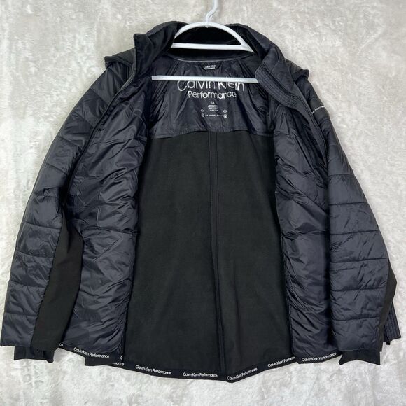 Calvin Klein Women’s Sz XL Jacket Hooded Quilted Black Zip Foldable Travel UEC - Picture 5 of 9